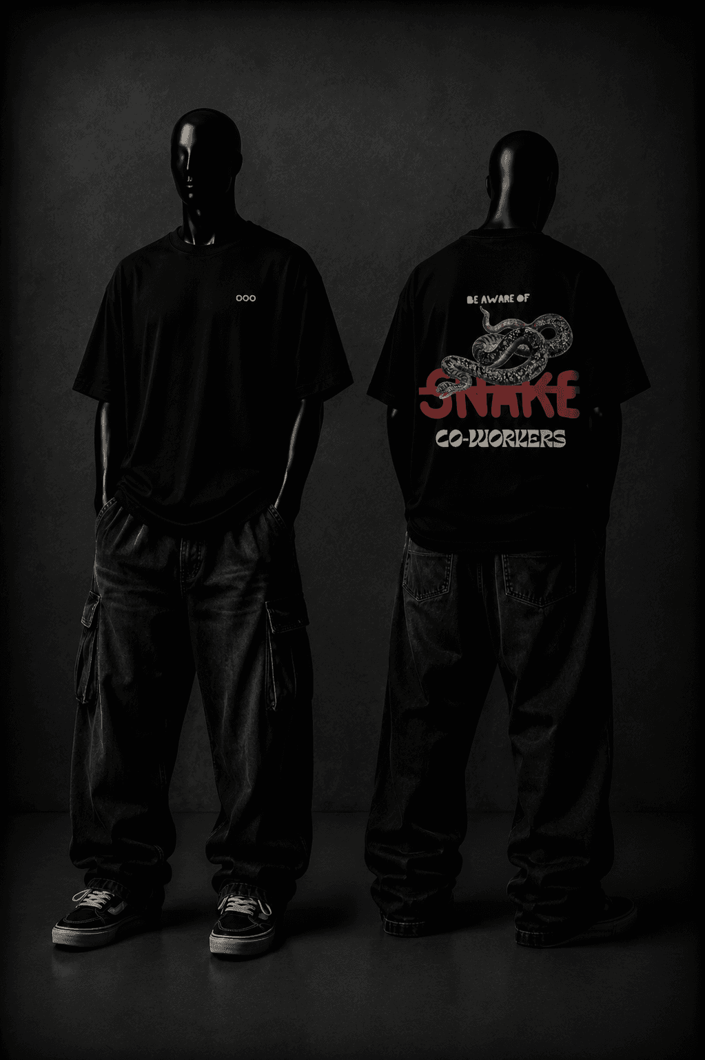BE AWARE OF SNAKE CO-WORKERS - Front (Model)